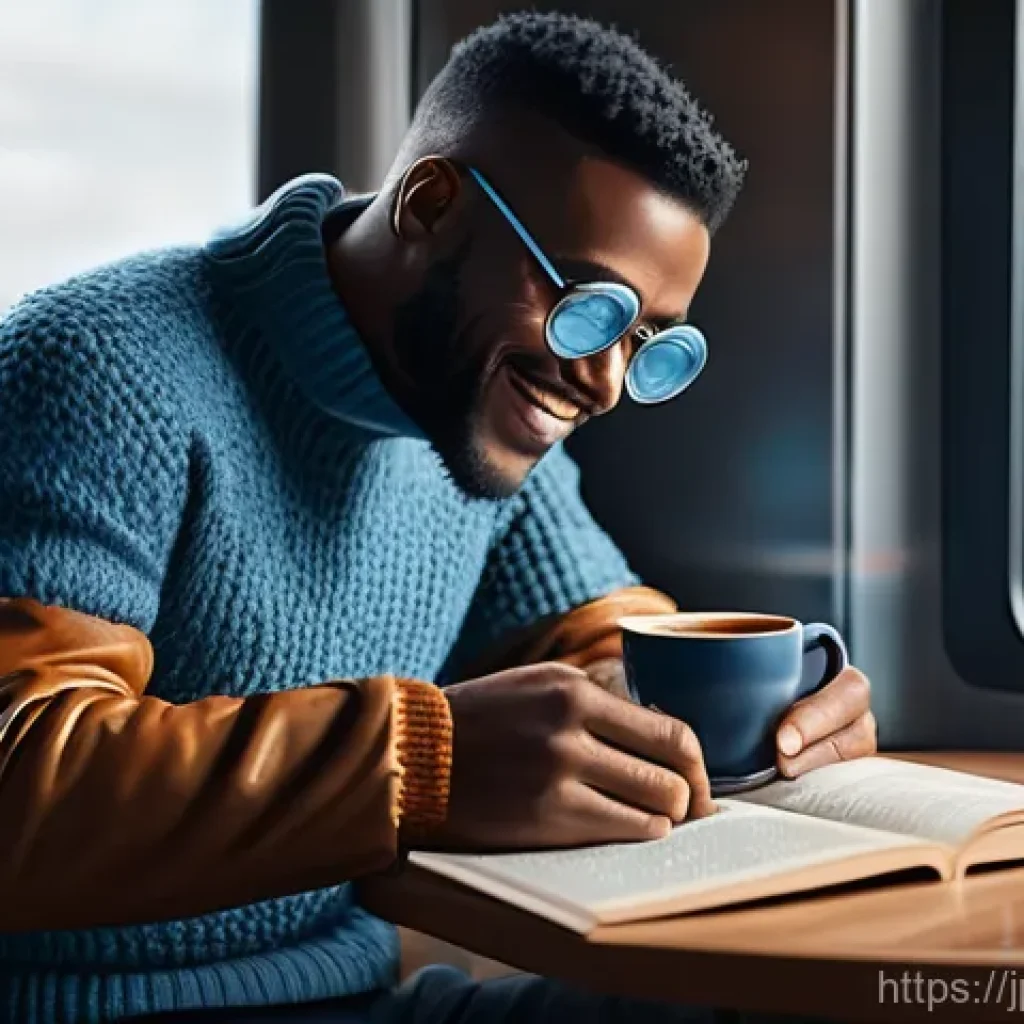옥토넛 팬픽션 인기 스토리 - **Prompt:** A cozy, warm-lit modern city cafe scene. Captain Barnacles, wearing a soft blue knitted ...