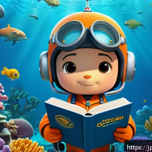 옥토넛 일본 내 인기 요인 - A detailed underwater scene featuring the Octonauts team exploring a vibrant coral reef, showcasing ...